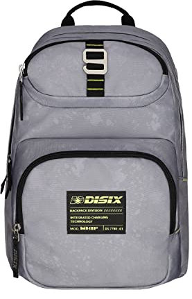DISIX WHIP Zaino con Powerbank Integrato e Tessuto Antimacchia - Porta PC e Laptop fino 15,6 - Capienza 30 Lt - Zaino da viaggio Uomo e Donna con Spallacci Imbottiti (DOVE GREY)
