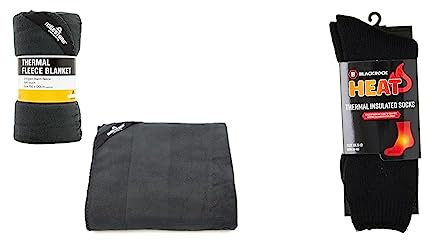Milestone Camping 24680 Thermal Polar Fleece Blanket/Charcoal Colour / 150cm x 120cm / Great For The Campsite, Caravan Or Car & Blackrock Men's Black Heat Thermal Socks