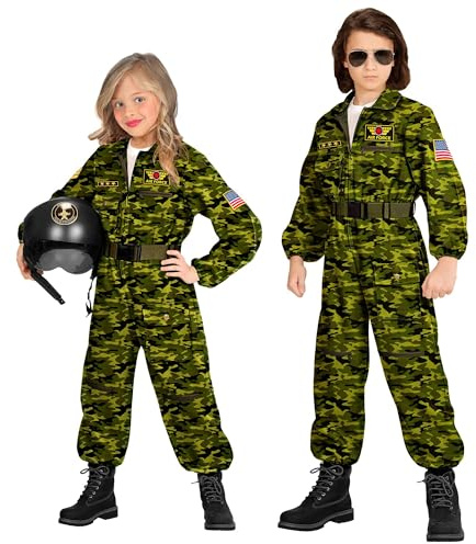 W WIDMANN MILANO Party Fashion - Costume bambino pilota jet da combattimento, tuta, pilota, uniforme, costume, carnevale