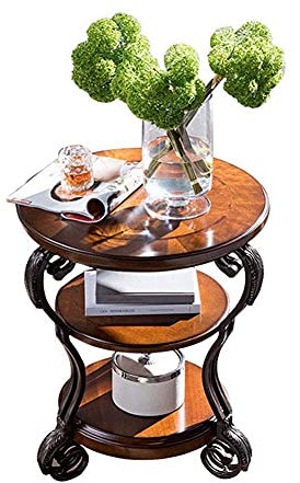 ANIFM Amerikanischer runder dreilagiger Leichter Möbelständer, Kleiner Couchtisch, Telefontisch, kreatives Ecksofa, Kleiner Beistelltisch, europäische Seite – 54,5 x 64,5 cm, aus China Comfortable