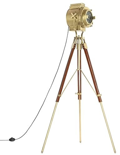 Lámpara de trípode de suelo de madera maciza de mango 193 cm