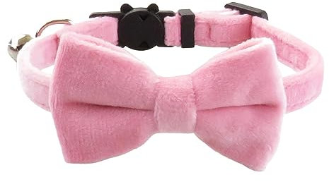 KSHSAA Katzenhalsband mit Schleife,Verstellbares Katzenhalsband mit Abnehmbarer Glocke - Katzen- und Hunde-Dekorationszubehör für Reisen, Fotografie, Zuhause, Hochzeit, Spazierengehen