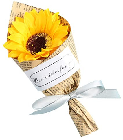 Weduspaty Fiori di sapone, fiori di sapone bouquet artificiale giornale eterno girasole avvolto per la decorazione del soggiorno domestico, fiore di sapone eterno