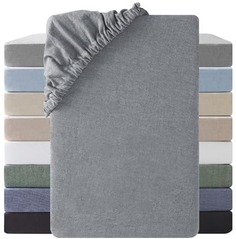 SOULFUL Spannbettlaken 180x200cm, 100% Gewaschene Baumwolle Bettlaken Spannbetttuch bis 25cm Matratzenhöhe, Atmungsaktiv mit Leinenartigem Griff, öKotex Zertifiziert- Dunkelgrau