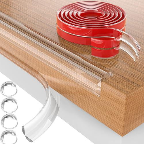 Fhlbestyu 3/5 Meter Kantenschutz Baby Selbstklebend, Glastisch Edge Protection für Baby Weich Tischkantenschutz Klebebänder
