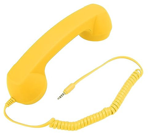 Bewinner Retro-Telefonhörer, One-Touch-Antworttaste, Lautstärkeregelung, Tonschalter, 3,5-mm-Soundstecker, überlegene Leistung, für Alle Smartphones und Computer mit Einem (Yellow)