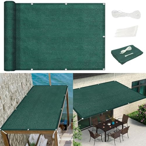 Toile Ombrage Rectangulaire 180 x 180 cm 95% UV Protection Toile Protection Solaire avec Oeillets Perméable Brise Vent pour Couverture Végétale Serre Pergola, Vert Foncé
