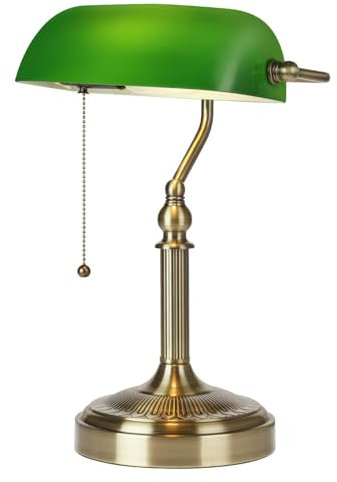 Newrays Grünes Glas Bankers Schreibtischlampe mit Pull Chain Switch Plug in Leuchte für Home Office
