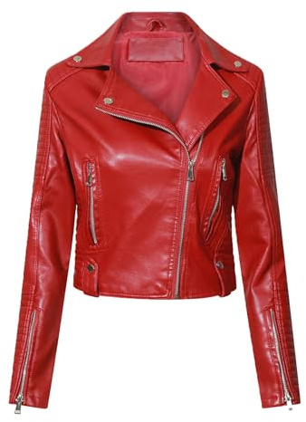 KHIRVWL Giacca di Pelle Donna Corta Elegante Offerta Giubbotto Pelle Donna Moto Leggero Comodo Giacchetta Biker Casual Donna Giacca Bomber di Pelle Leggera Biker Giubbotti Chiodo Giacca in Ecopelle
