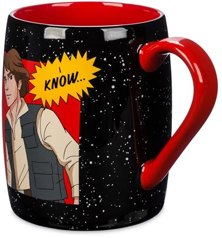 Disney Store Official Tazza Han Solo, Star Wars, tazza galattica I Know, tazza in gres con particolari in rilievo, adatta per lavastoviglie e microonde