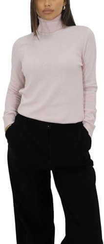 Win's Pull à col roulé en Cachemire pour Femme. Fabriqué en Italie (FR/ES, Alpha/Lettres, TG, Taille Normale, Taille Normale, Rose pâle)