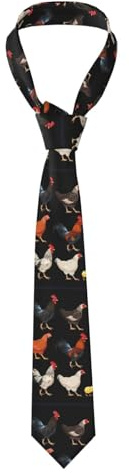 Hceaatb Herren-Krawatte mit Huhn-Motiv, Unisex, Satin, bedruckt, dünne Krawatten für Business, Hochzeiten, Bälle, Partys, Abschlussfeiern, Schwarz , Einheitsgröße