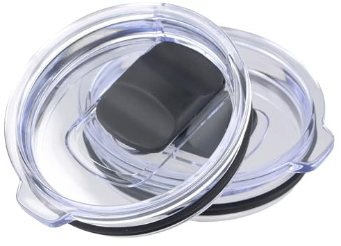 Dokeno 2 Stück 850 ML Becherdeckel, Transparente Ersatzdeckel, Auslaufsichere Reise Deckel, Becher Abdeckung mit magnetischem Schieberschalter, Ersatzdeckel für Becher, Reisebecher(Schwarz) (B)