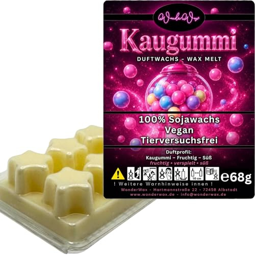 WonderWax® Duftriegel 6 x Duftwachs Sterne Weiß Kaugummi | Farbe: Weiß | Raumduft für Duftlampen, Wax Melt, Sojawachs, Indoor Duftöl Wachs schmelzen für Aromalampe