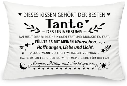 Yufansd Tante Geschenk Tante Kopfkissenbezug Dieses Kissen gehört der besten Tante Geburtstagsgeschenk Deko für Kissen Andenken Kissenhülle 1 Stück 50x75cm (Tante)