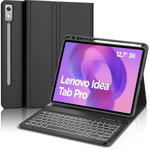 FOGARI Teclado para Lenovo Idea Tab Pro 2025 12.7, Funda para Lenovo Idea Tab Pro 2025 con Español Ñ Teclado Bluetooth Retroiluminado Desmontable para Tablet Lenovo Idea Pad Pro, Negro