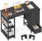Coleshome Escritorio Pequeño con 4 Cajones de Tela, 100x40cm Escritorio con con Estantes Reversible, Mesa Ordenador con Soporte para Auriculares Mesa de Estudio para Oficina, Dormitorio, Negro