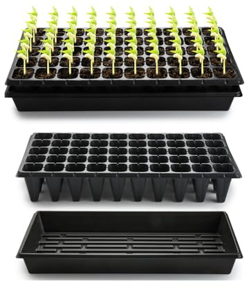 RooTrimmer 10 Pack 1020 Trays with 10 Pack 3.54 Deep 50 Cell Seed Starter Trays - Seed Starting Kit for Gardening, Durable Plastic Nursery Trays for Seed Germination & Plant Propagation (10 Set)