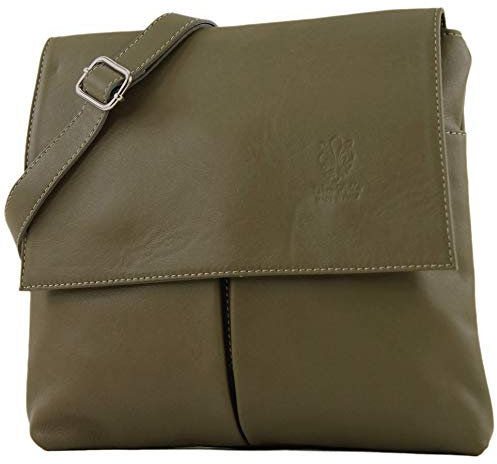modamoda de T63 Damen Nappaleder Umhängetasche Schultertasche handmade in Italy, Farbe:Olivgrün