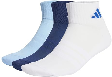 adidas Unisex CUSHIONED SPORTSWEAR ANKLE SOCKS 3 PAIR PACK, dark blue/white/glow blue, 42-45