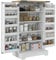 HOMCOM Armario Despensa Cocina Armario de Cocina con 2 Puertas y 16 Estantes Alacena Rústica con Estantes Ajustables para Comedor Salón 60x40x104 cm Crema