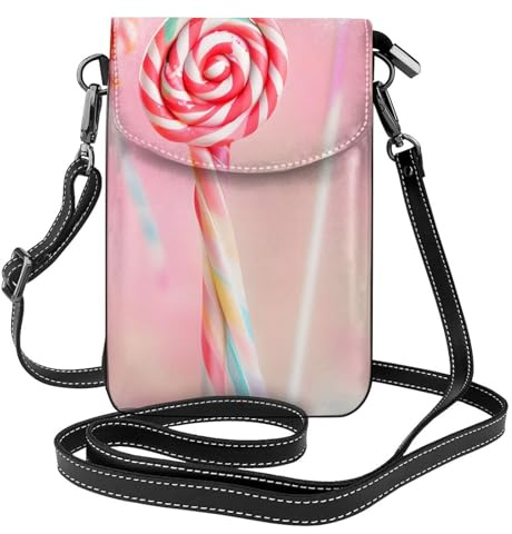 chenfandi Bunte Lollipop Damen-Umhängetasche, Handy-Geldbörse mit Reißverschluss, Schulter-Handtasche, verstellbarer Schultergurt.