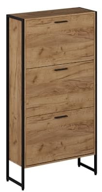 Vicco Schuhkipper Folda, Goldkraft Eiche/Schwarz, 63 x 119 cm mit 3 Kippfächern