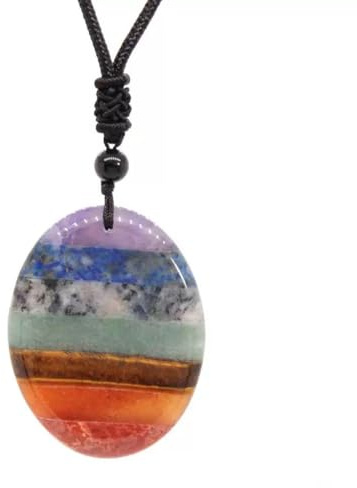 TJUSPIRIT 7 Chakra Heilstein Anhänger Kette mit Energie-Chakra