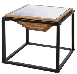 GILDE Beistelltisch Moorea aus Metall - quadratisch - naturfarben/schwarz - Höhe 40cm x Breite 45cm - Couchtisch