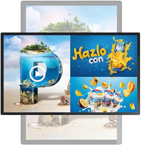 RETRIN Pantalla Publicidad, Señalización Digital,LCD Monitor Horizontal/Vertical,Comparte Fotos y Vídeos Mediante Aplicación o USB,para Tienda,Restaurante,Centro Comercial 27in