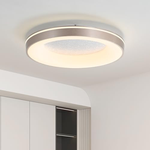 Mikeru 30cm Ceiling Light, Dimmable 3000k/4500k/6500k Recessed Ceiling Light, Rose Gold, Brightness Adjustable 10%-100% for Bedroom, Office, Living Room, Kitchen