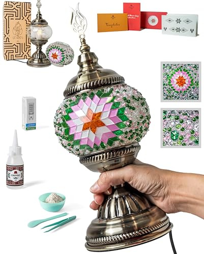 Ottoman Mosaics Türkisches Mosaik-Lampen-Set, DIY-Kunst- und Bastelprojekt für Erwachsene, zum Selbermachen, handgefertigte Lampe (grün)