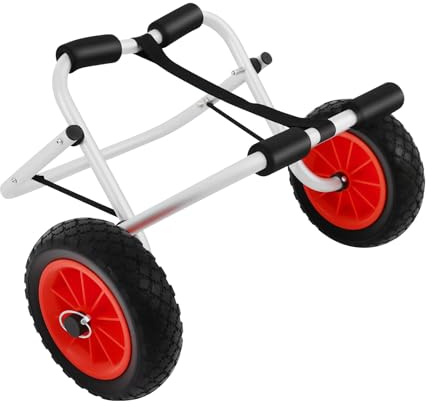 Biggittig Leicht Kanuwagen Faltbar Kajakwagen Sup Transportwagen Tragfähigkeit 80kg Bootswagen Surfwagen Kanu-Trolley-Wagen mit 2 PU-Räder & Spannriemen Aluminium-Legierung Riemenlänge 3m