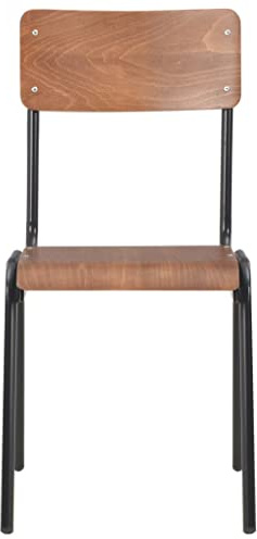 Xiziyuemaoyi Dining Room Chairs Set of 4 Brown Robust Solid Wood Plywood & Powder-Coated Metal, Stackable for Kitchen & Dining Room, 110 kg Load Capacity per Seat, Matt Lacquered