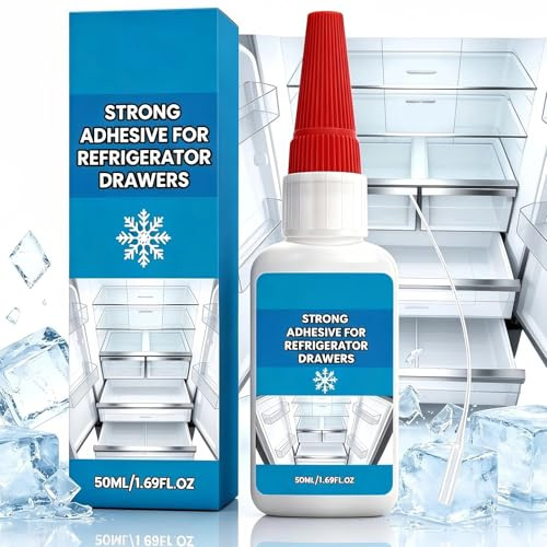 Strong Adhesive for Refrigerator Drawers, Fast Drying Low Temp Resistant Transparent Glue, 50ml (1 PCS) for Fridge Shelves & Organizers
