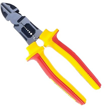 CCLIFE VDE & GS Seitenschneider 210mm 4-in-1 1000V Elektrozange Cr-V | VDE 1000V & GS | 4-in-1 | 60Cr-V Stahl | 56-62 HRC | schneiden abisolieren crimpen | schmal | brüniert | rutschfest