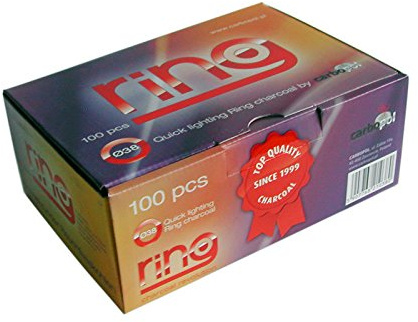Carbopol Ring Kohle - 38 mm - Box (100 Stück) - selbstzündend