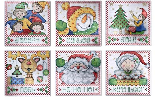 Design Works Crafts Kreuzstich Stickpackung Weihnachtsbaum-Dekoration Weihnachtsetiketten 6er Set, Zählmuster