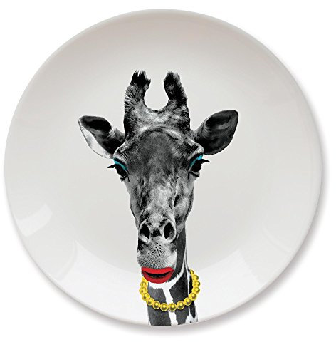 Mustard M12006D Flat plate round Wild dining giraffe Gina Ceramics White D23 x H2 cm
