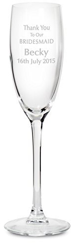 Gift Cookie Custom Personalised Engraved Bridesmaid Champagne Flute Glass with Box. Ideal for Weddings.