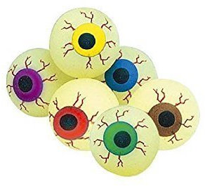 Unbekannt 12 Flummy Augen in 6 verschiedenen Farben mit Leuchteffekt, 35 mm Durchmesser, geeignet als Mitgebsel, für Erwachsene ab 36 Jahren
