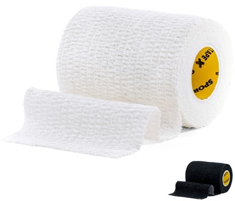 SPORTTAPE EAB Tape | 7.5cm x 4.5m - White - Tearable Elastic Adhesive Bandage | Rugby Lifting Tape, Tear Light Strapping Tape for Medical, Lifting Blocks, Knee Strapping, Elbow & Wrist - Single Roll