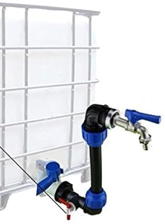 WT IBC Tank Schwanenhals Auslaufhahn 1/2 mit zweitem Ablasshahn, Polyethylen (PE), Rechteckig