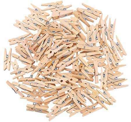DECORA Lot de 100 mini pinces à linge robustes en bois 2,5 cm