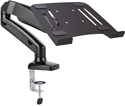 Soporte de Mesa para portátil, Brazo extendido neumático Regulable en Altura, Bandeja articulada para portátil de Movimiento Completo, Apto para Pantallas de 10 a 17, Negro LT12-IP3B