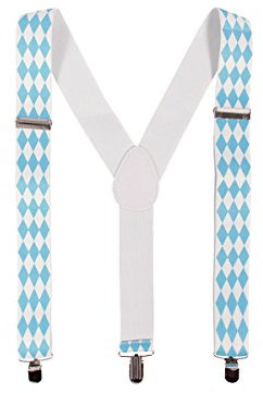 Alsino Hosenträger Oktoberfest mit 3-Clips & Rautenmuster 2,5 cm breit One Size Größe Gaudi-Hosenträger elastisches Material in Y-Form (Bayern Raute)