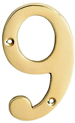 Motif 4-Inch Solid Brass Lacquered Polished Mailbox Numbers modern house numbers for outside House Numbers Address Sign For Door, Outdoor Decor, Home Address Numbers, House Number Sign (Number 9)