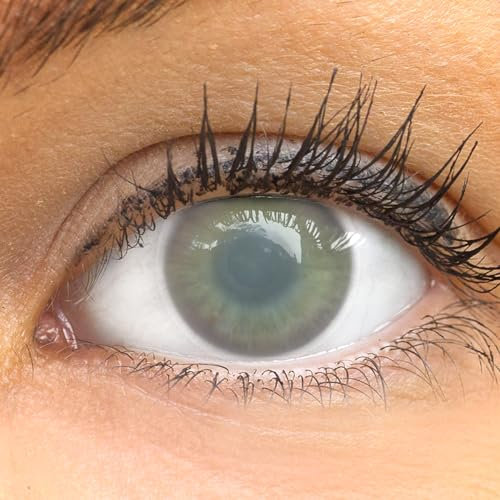 Farbige graue Kontaktlinsen Grauer Star Blind-Effekt Ohne Stärke - Stark Deckende Halloween Fasching Crazy Fun Lenses mit gratis Kontaktlinsenbehälter