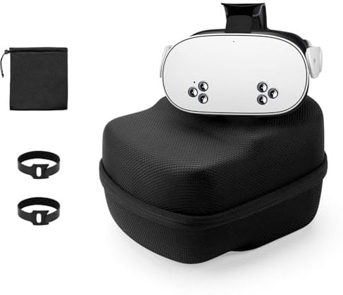 Yinke Carry Case for Meta Quest 3/Oculus Quest 2/PICO 4, VR Headset, Head Strap and Controllers, Travel Hard Case Storage Bag Compatible with VR Accessories, Black