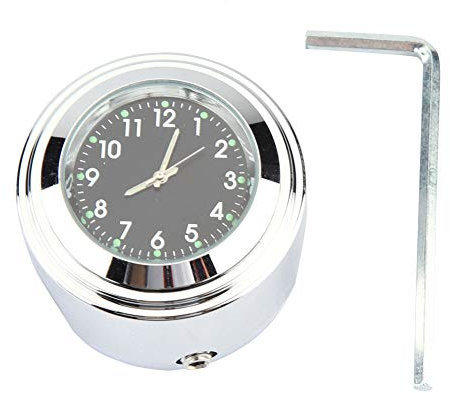 Suuonee Motorrad Lenker Uhr, 7/8 1 Motorrad Lenkerhalterung Uhr genaue Zeit halten Zifferblatt Uhr(Schwarz)